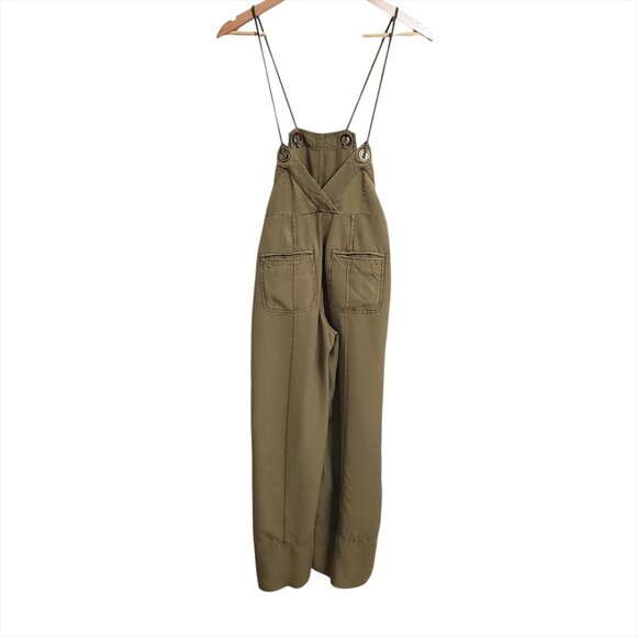 Hei Hei Anthropologie Recreation Utility Overalls XS Olive Green Wide Leg Pocket - Picture 4 of 16